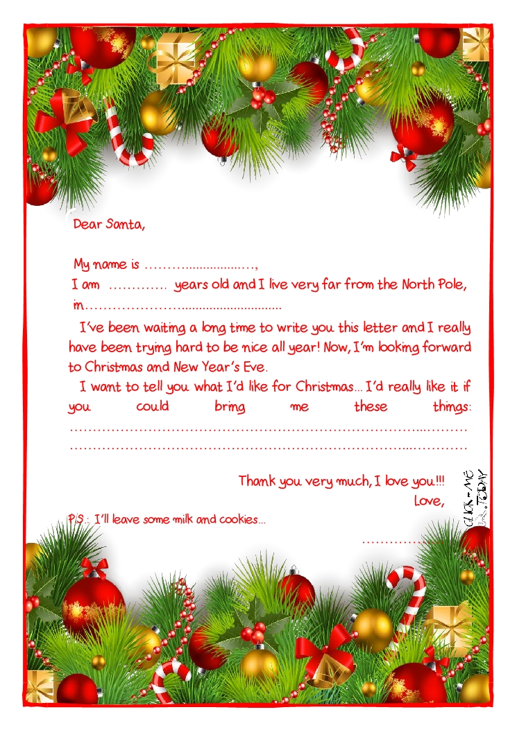 Printable sample letter to Santa Claus - with PS -Xmas Decoration-29
