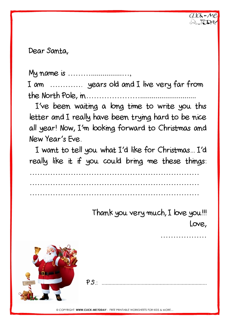 Letter to Santa Claus Black & White free template - PS -Santa presents-35