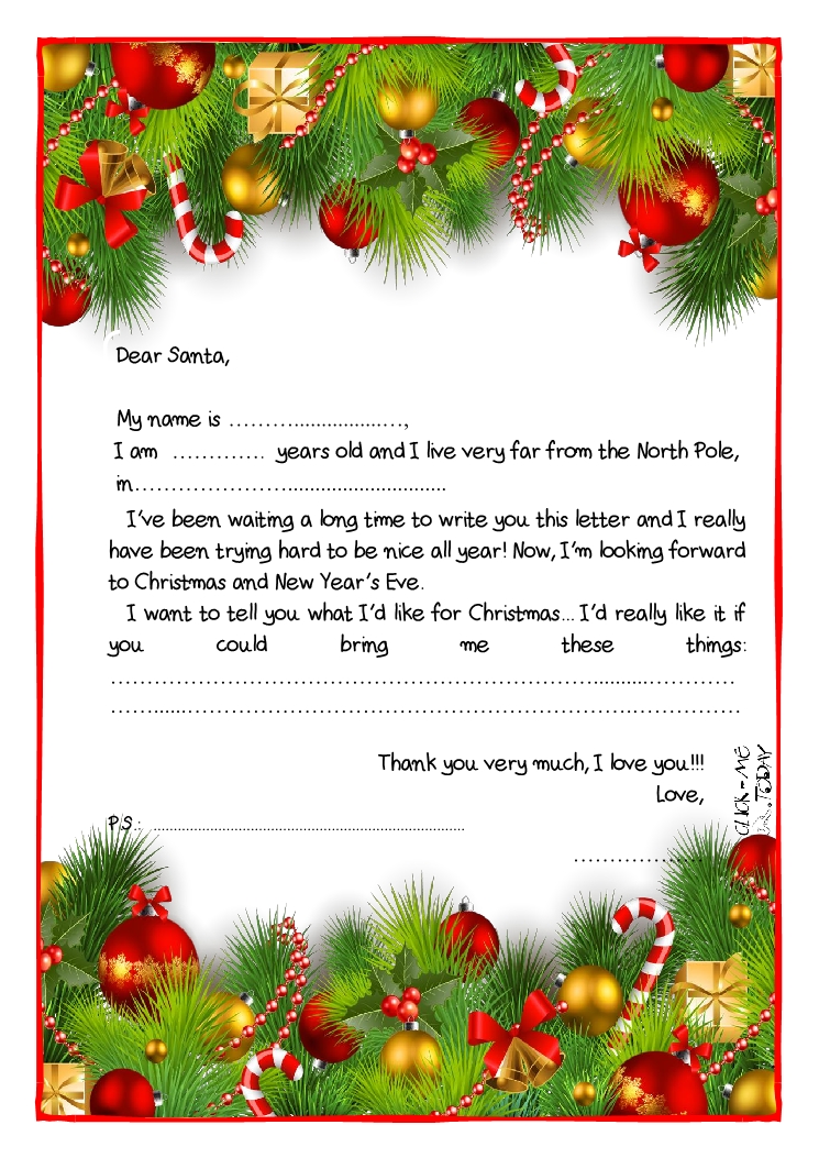 Letter to Santa Claus Black & White free template -Xmas Decoration-39