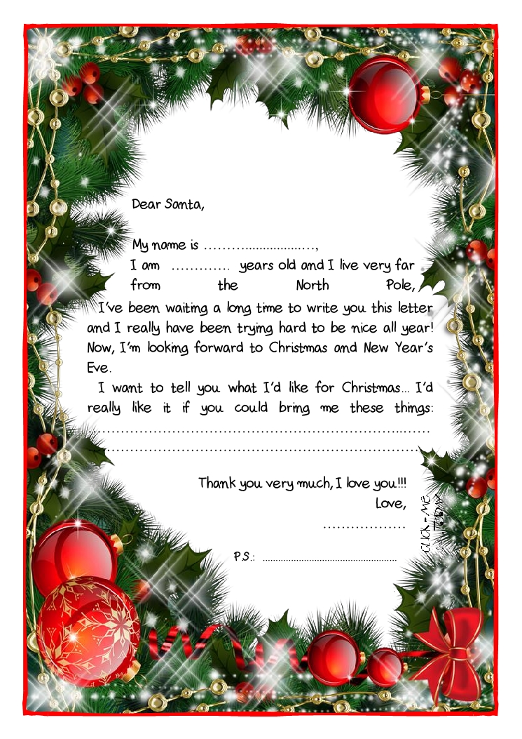 Letter to Santa Claus Black & White free template  -Christmas Decoration-40