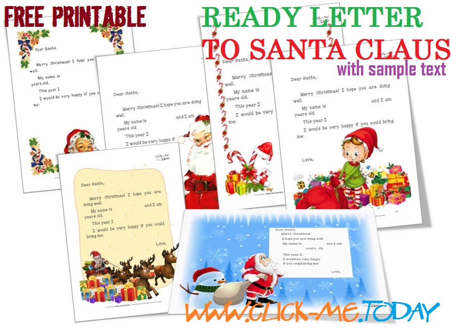 Free ready to sent letter to Santa Claus with  sample text