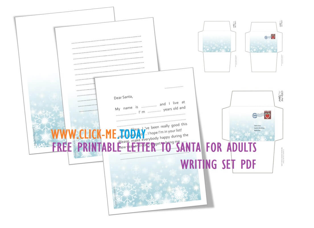 FREE PRINTABLE LETTER TO SANTA FOR ADULTS WRITING SET PDF