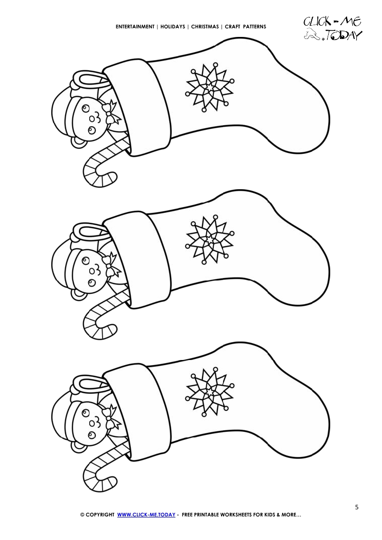 Free printable Xmas Stockings Craft Pattern