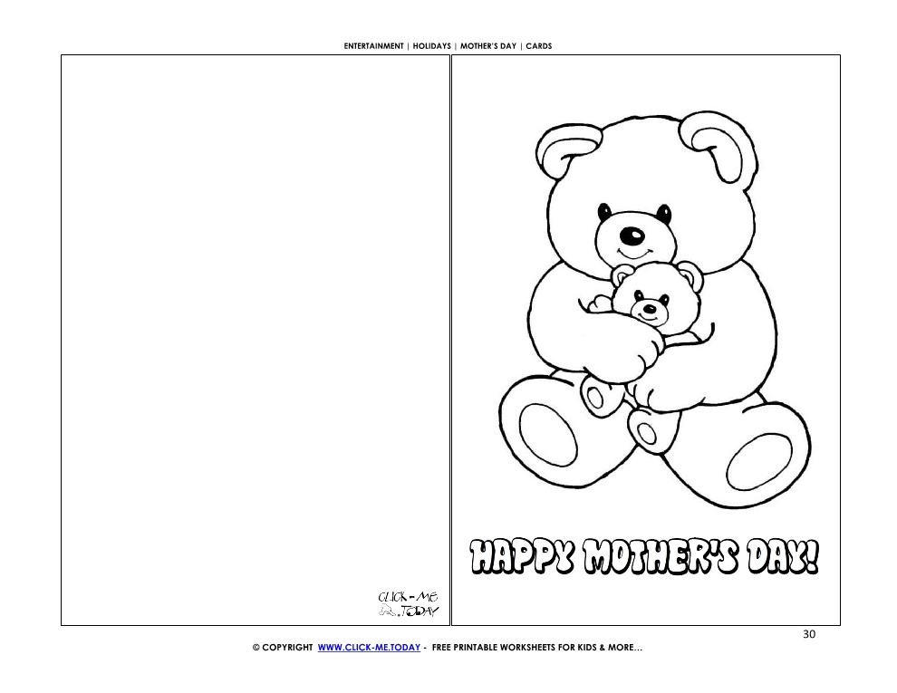 Happy Mother's Day card mother bear with her baby