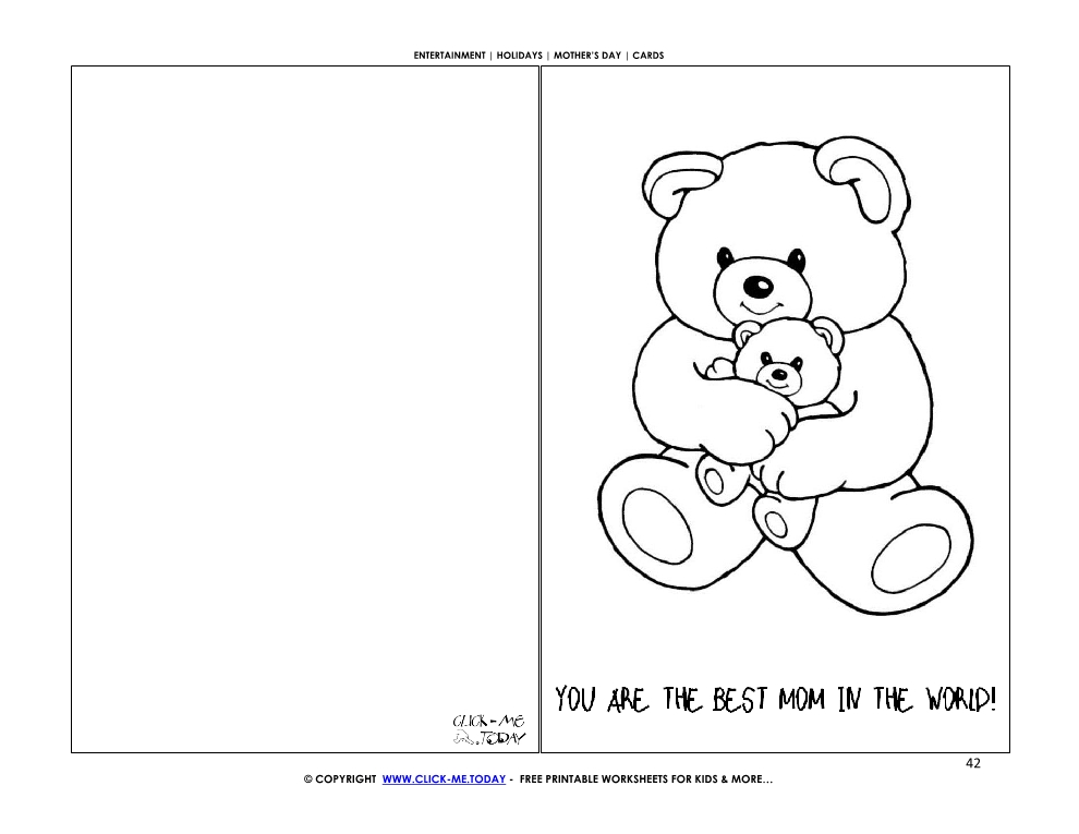 Mother's Day card bear with baby - You are the best mom in the world!