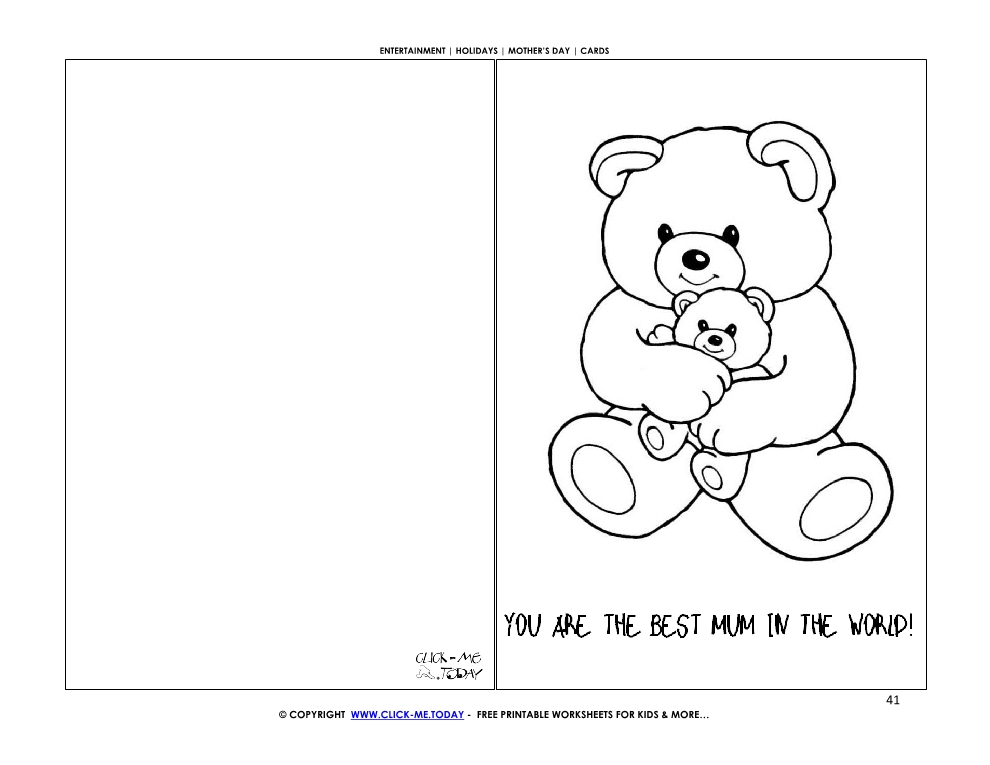 Mother's Day card bear with baby - You are the best mum in the world!