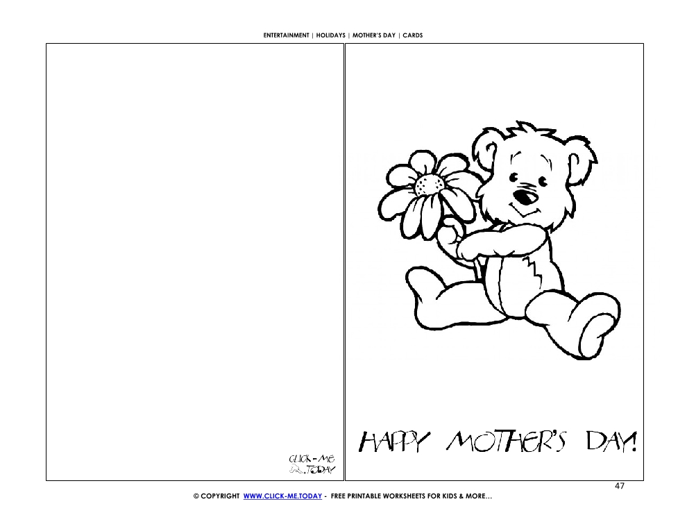 Mother's Day card  happy bear with flower - Happy mother's day
