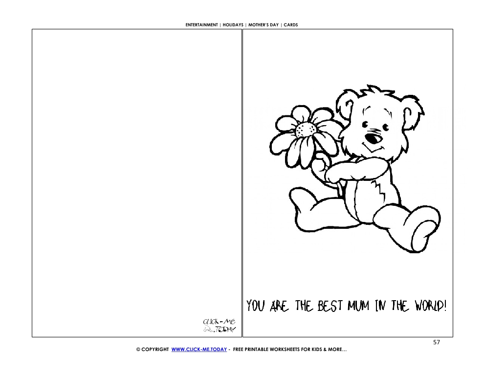 Mother's Day card little bear & flower - You are the best mum in the world