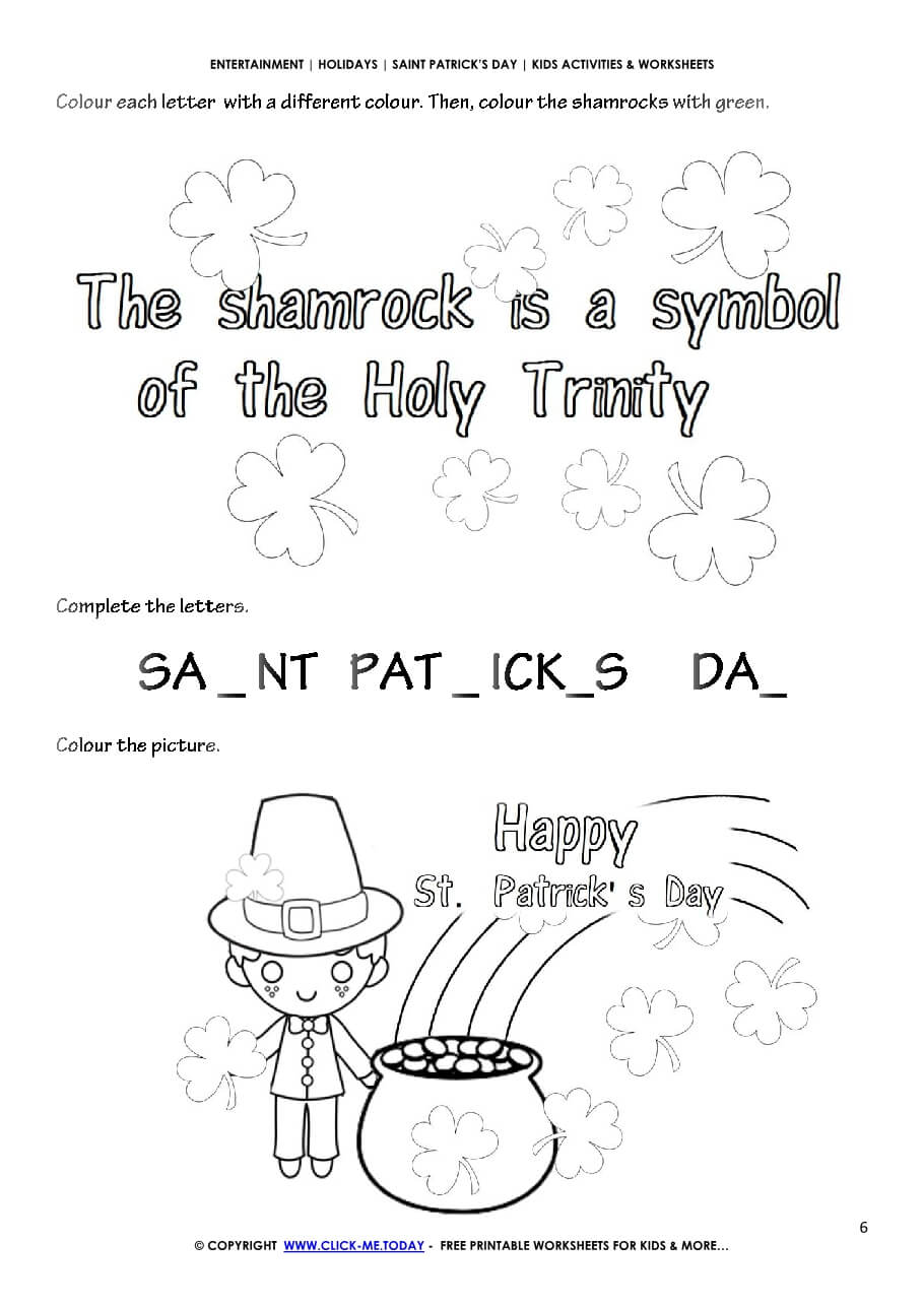 free printable saint patrick's day kids activities