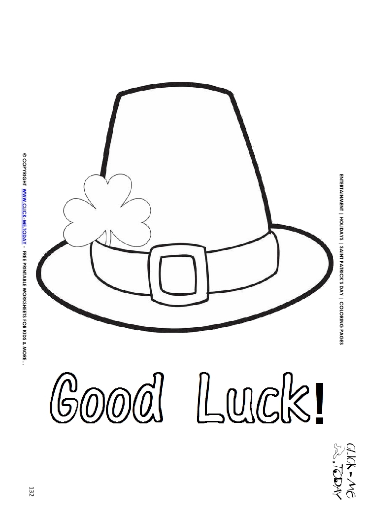 St. Patrick's Day Coloring page: 132 Big Hat St.Patrick's Good Luck