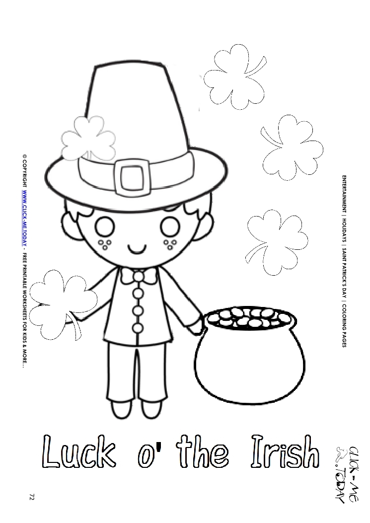 St. Patrick's Day Coloring page: 72 Leprechaun Luck o' the Irish