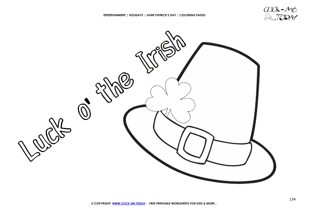 St. Patrick's Day Coloring page: 134 Hat - Luck o' the Irish
