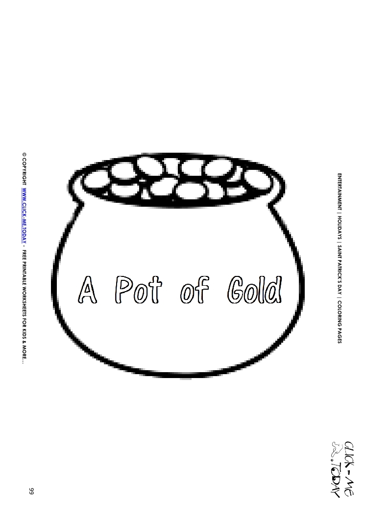 St. Patrick's Day Coloring page: 99 Pot of Gold - Text