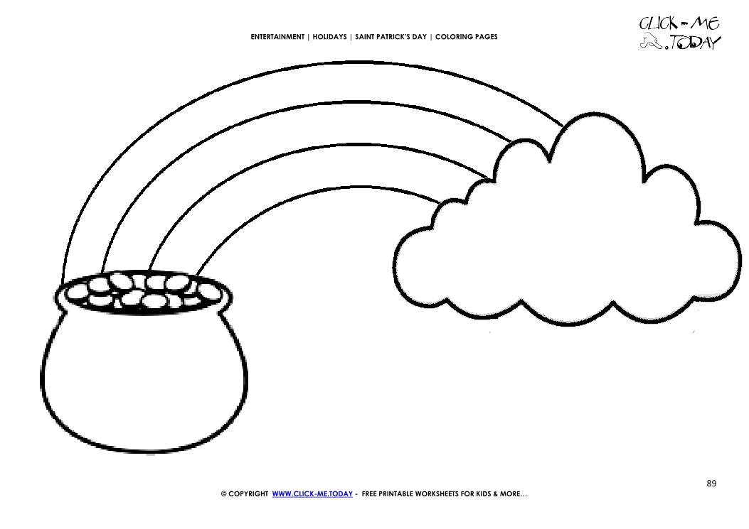 St. Patrick's Day Coloring page: 89 Pot of Gold - Rainbow - Cloud