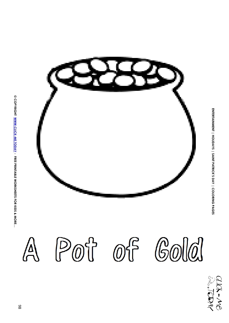 St. Patrick's Day Coloring page: 98 Big Pot of Gold - Word