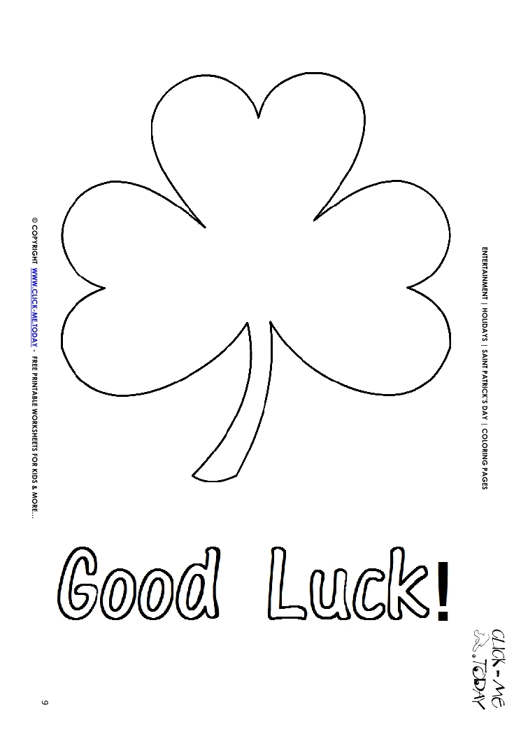 St. Patrick's Day Coloring page: 9 Shamrock - Good Luck