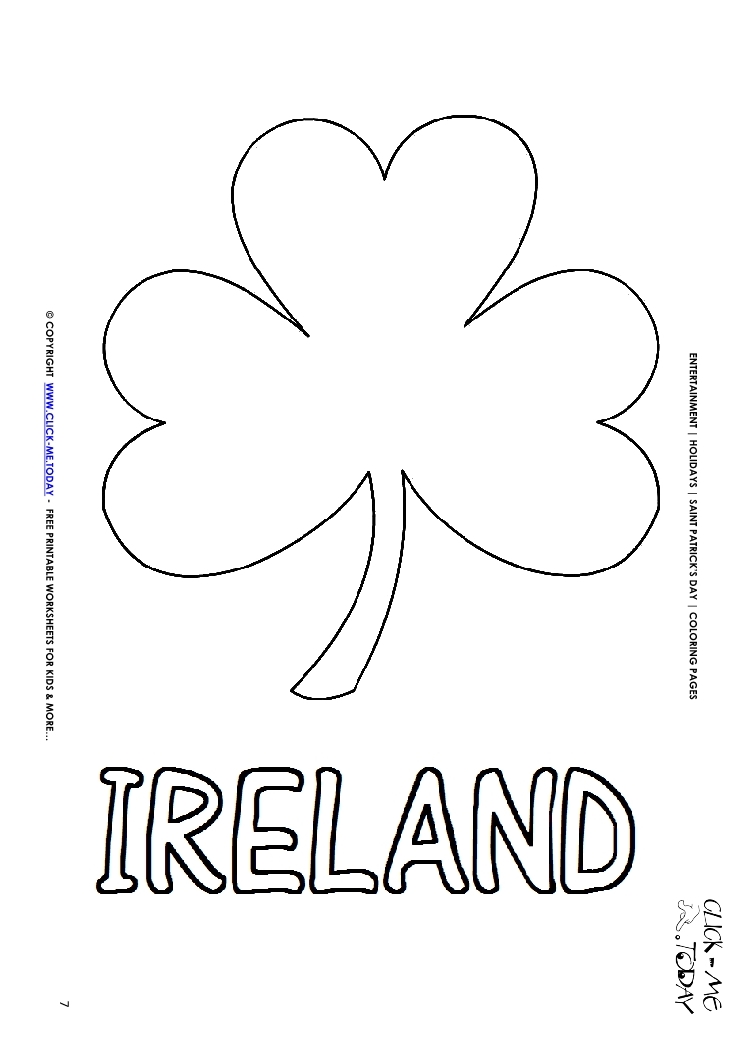 St. Patrick's Day Coloring page:  7 Shamrock - Ireland