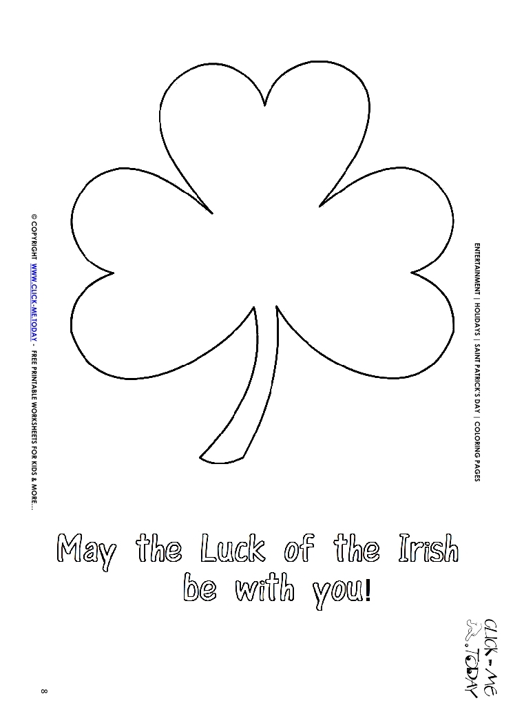 St. Patrick's Day Coloring page: 8 Shamrock - May the luck
