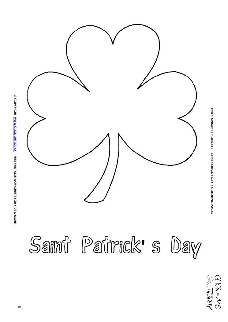 St. Patrick's Day Coloring page: 6 Shamrock - St. Patrick's