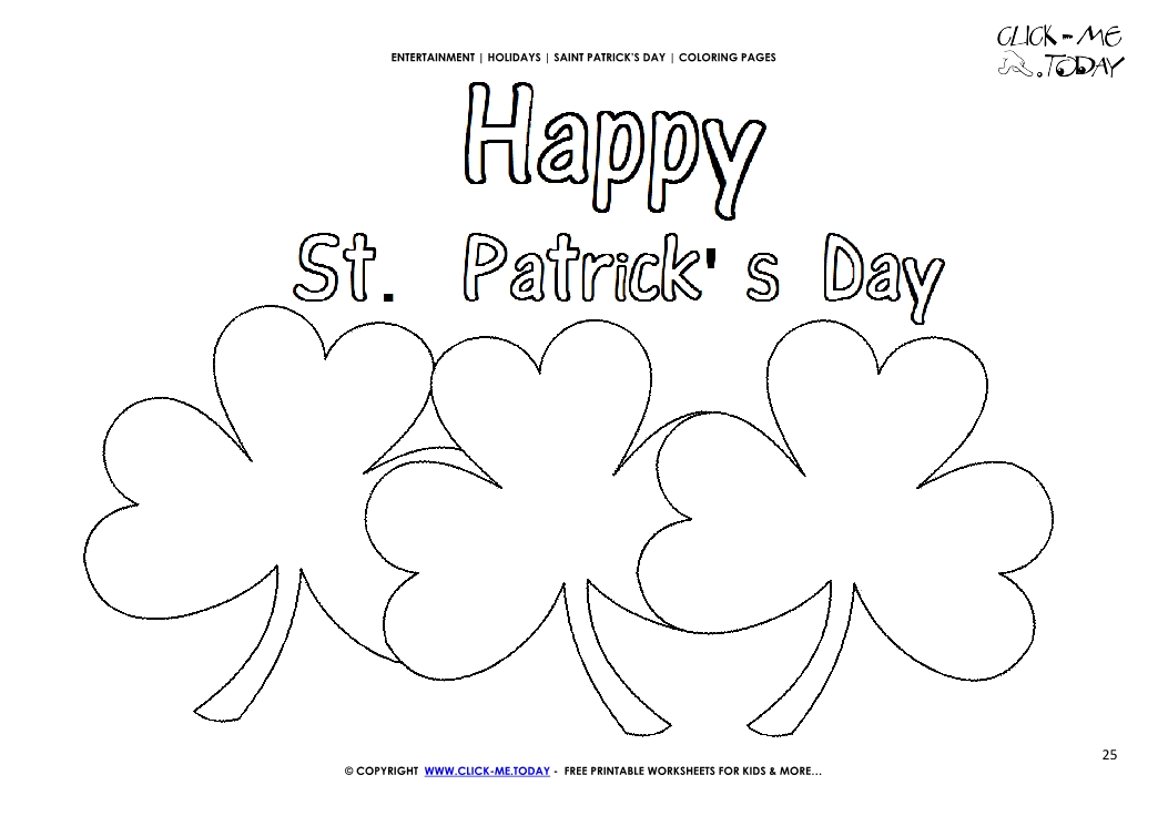 St. Patrick's Day Coloring page: 25 Shamrocks - Happy St.Patrick's