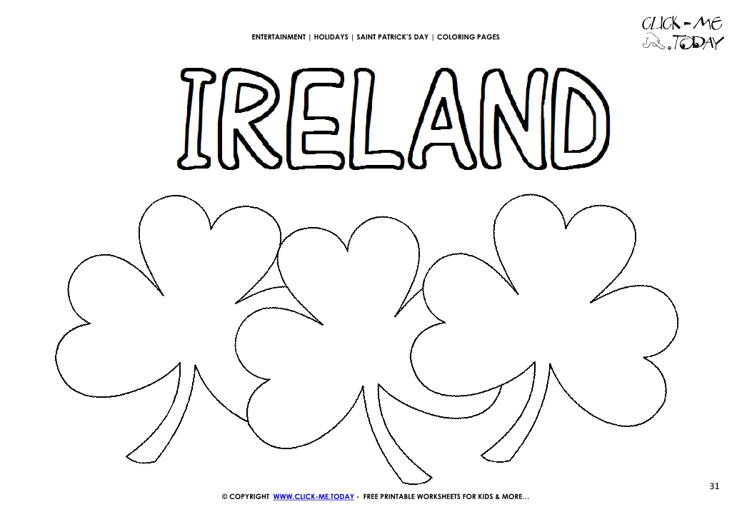 St. Patrick's Day Coloring page: 31 Shamrocks - Ireland