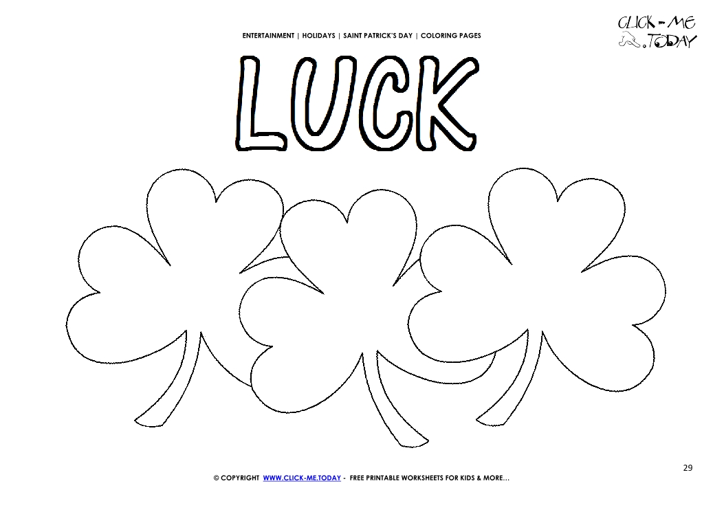 St. Patrick's Day Coloring page: 29 Shamrocks - Luck