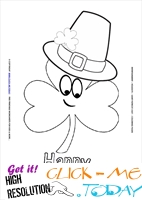 St. Patrick's Day Coloring page: 136 Shamrock face hat Happy