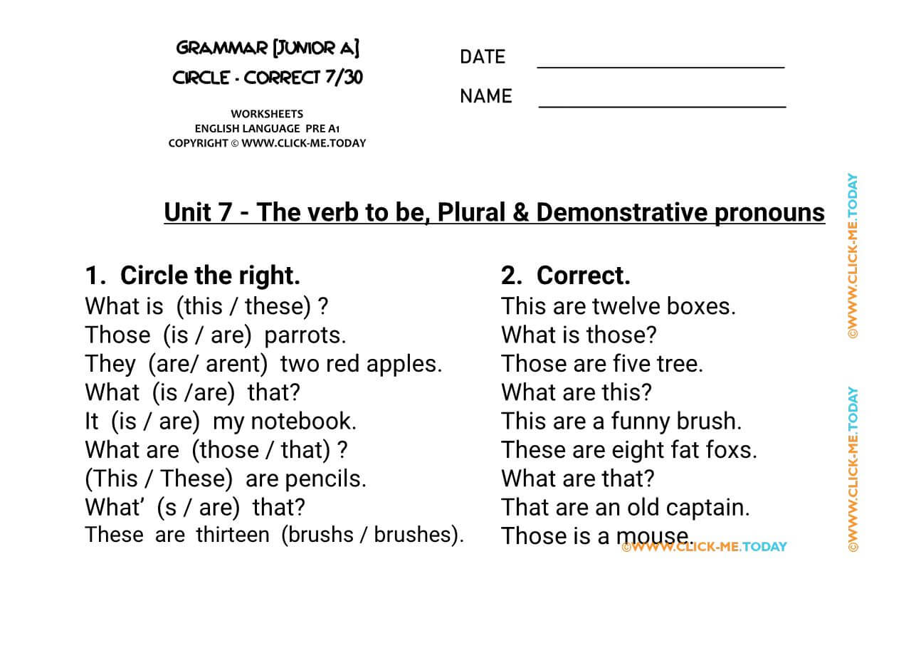 GRAMMAR EXERCISES CIRCLE-CORRECT -Demonstrative pronouns -U7