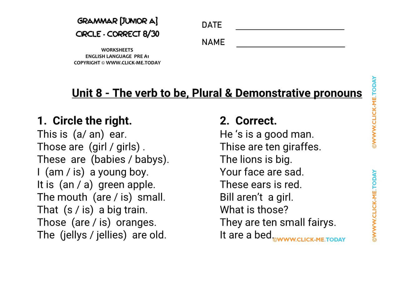 GRAMMAR EXERCISES CIRCLE-CORRECT -Demonstrative pronouns -U8