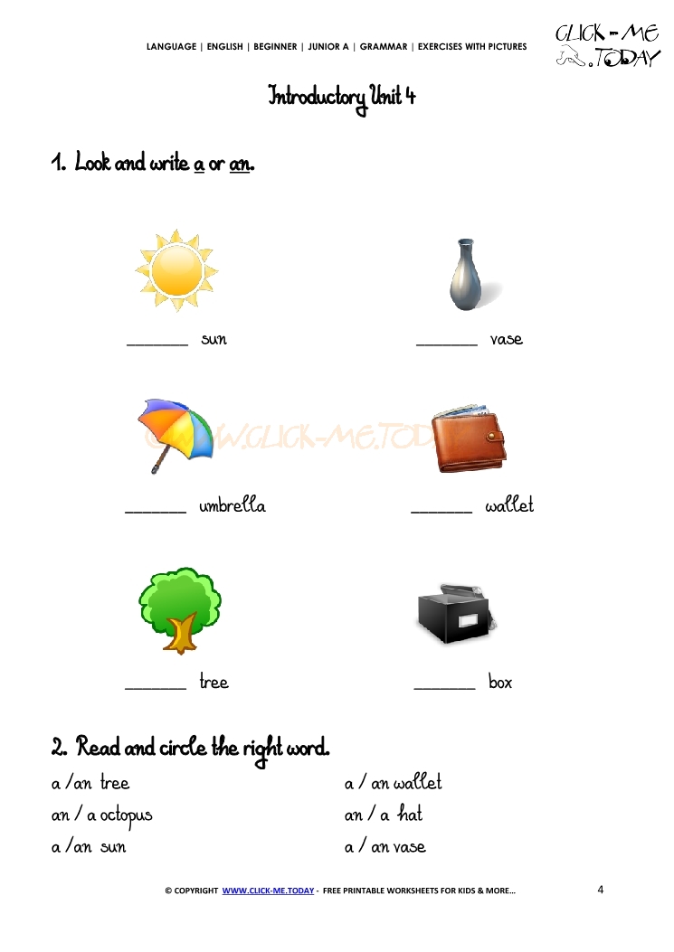 Grammar Exercises With Pictures - Indefinite Article 2