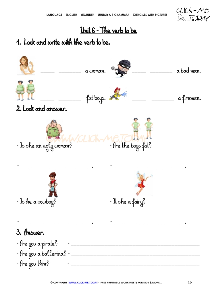 Grammar Exercises With Pictures - Verb to be 4