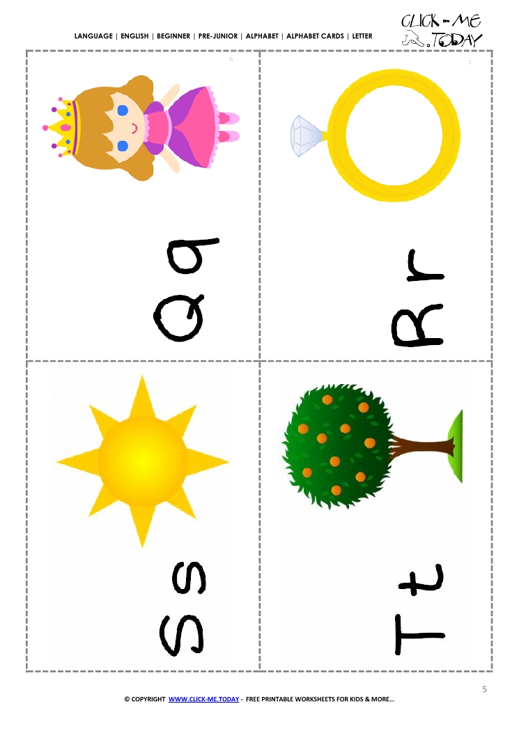 Alphabet cards with pictures QRST