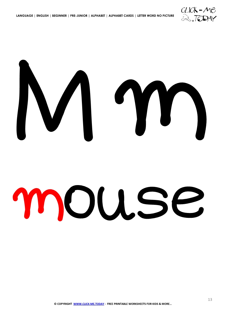 Alphabet flashcard without picture letter M