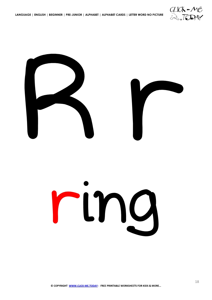 Alphabet flashcard without picture letter R