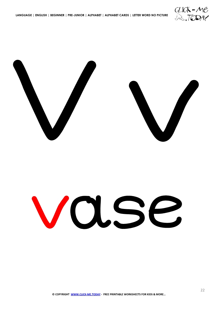 Alphabet flashcard without picture letter V