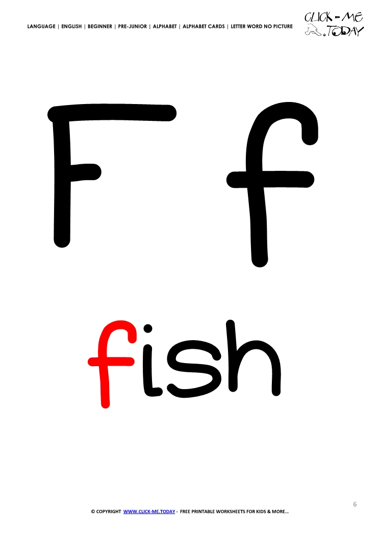 Alphabet flashcard without picture letter F