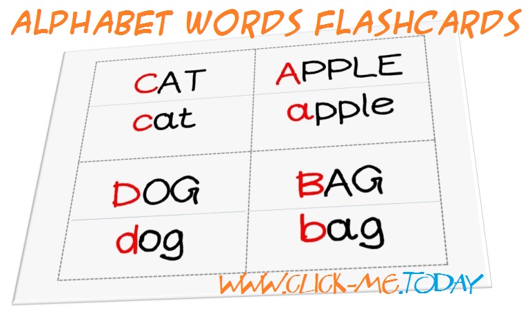Alphabet words flashcards  - Free printable Alphabet words flashcards