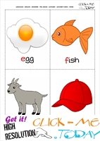 Printable alphabet flashcards - Picture & Word EFGH
