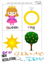 Printable alphabet flashcards - Picture & Word QRST