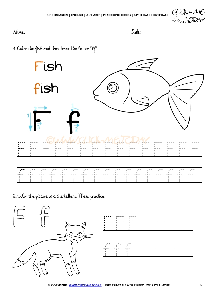 Alphabet tracing worksheets - Letter F