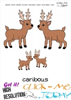 Printable Arctic Animal Caribous wall card - Caribous flashcard