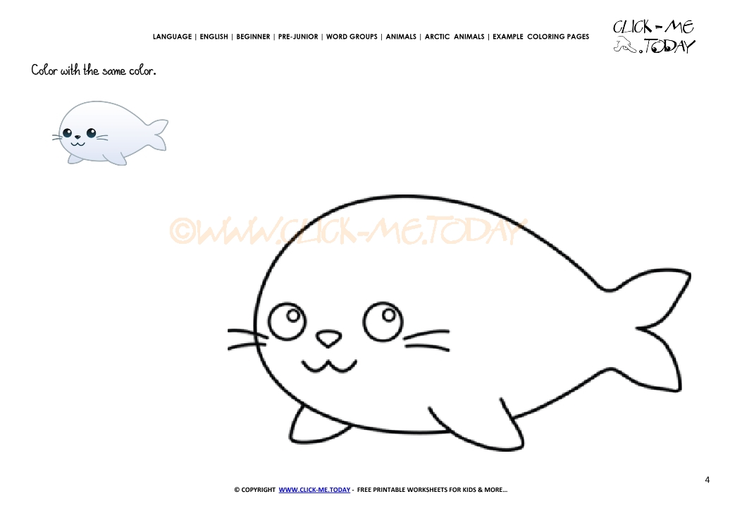 Example coloring page Arctic Seal - Color picture of Seal