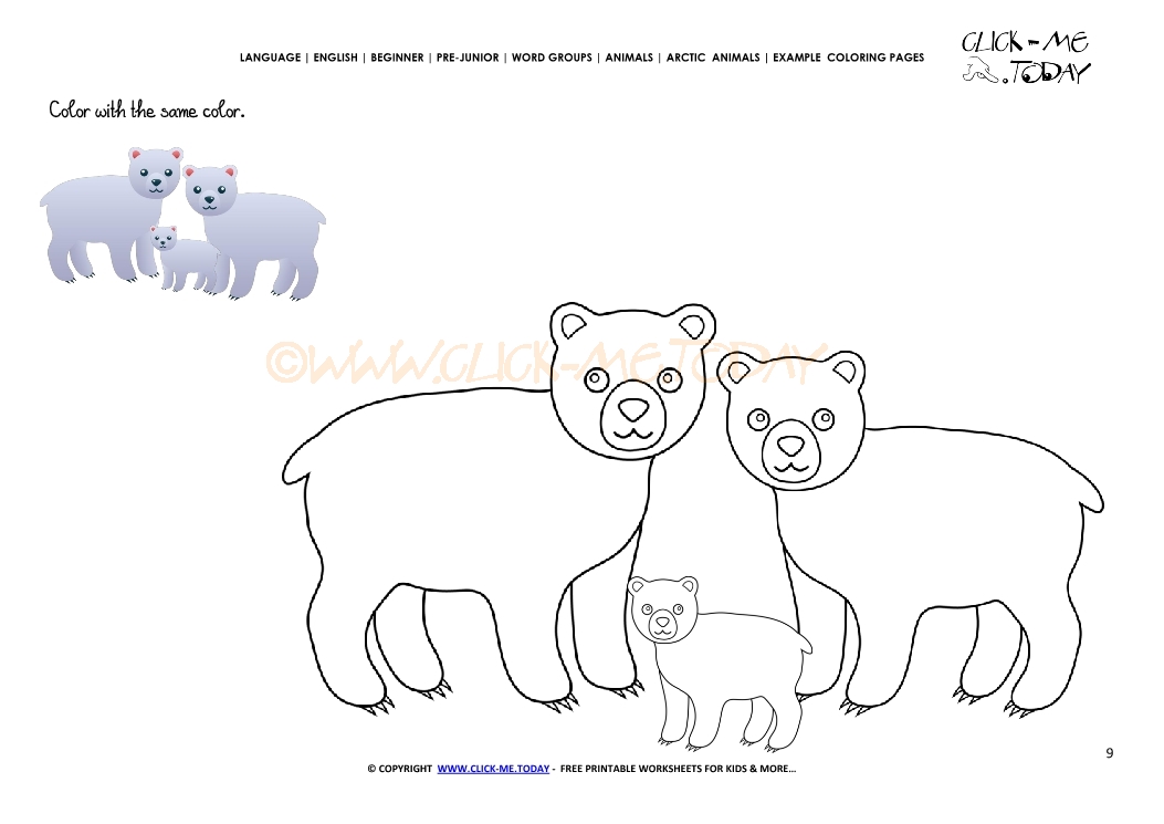 Example coloring page Polar Bears - Color picture of Bears
