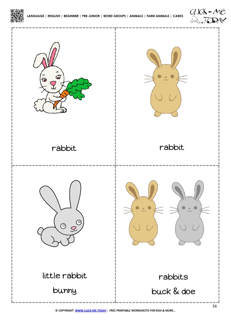 Farm animals cards 5 - Rabbits & Bunnies