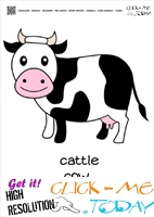 Farm animal flashcards Cow Card of Cow 