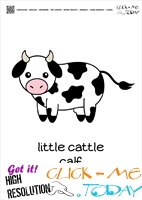 Farm animal flashcards cute Cow Cattle Calf Card of Cow