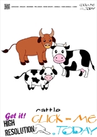 Farm animal flashcards Cow family Card of Cows