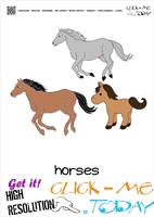 Farm animal flashcards Cute Horses Card of Horses