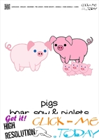 Farm animal flashcards Pigs  Card of Pig