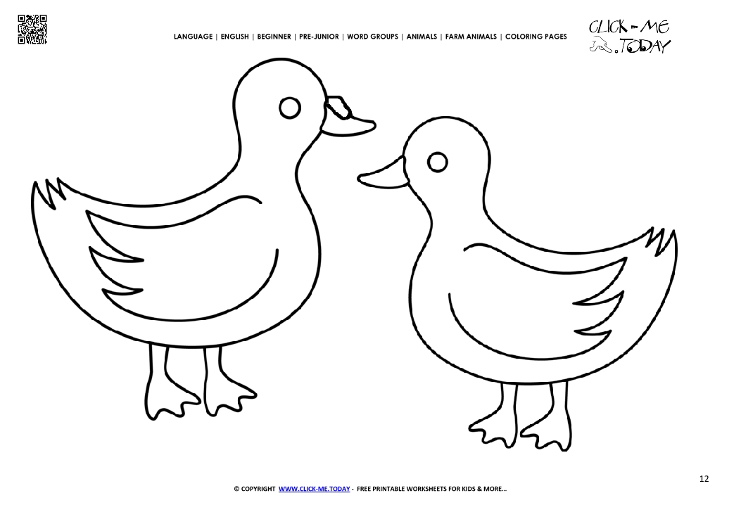 Coloring page cute Ducks - Color picture of Ducks